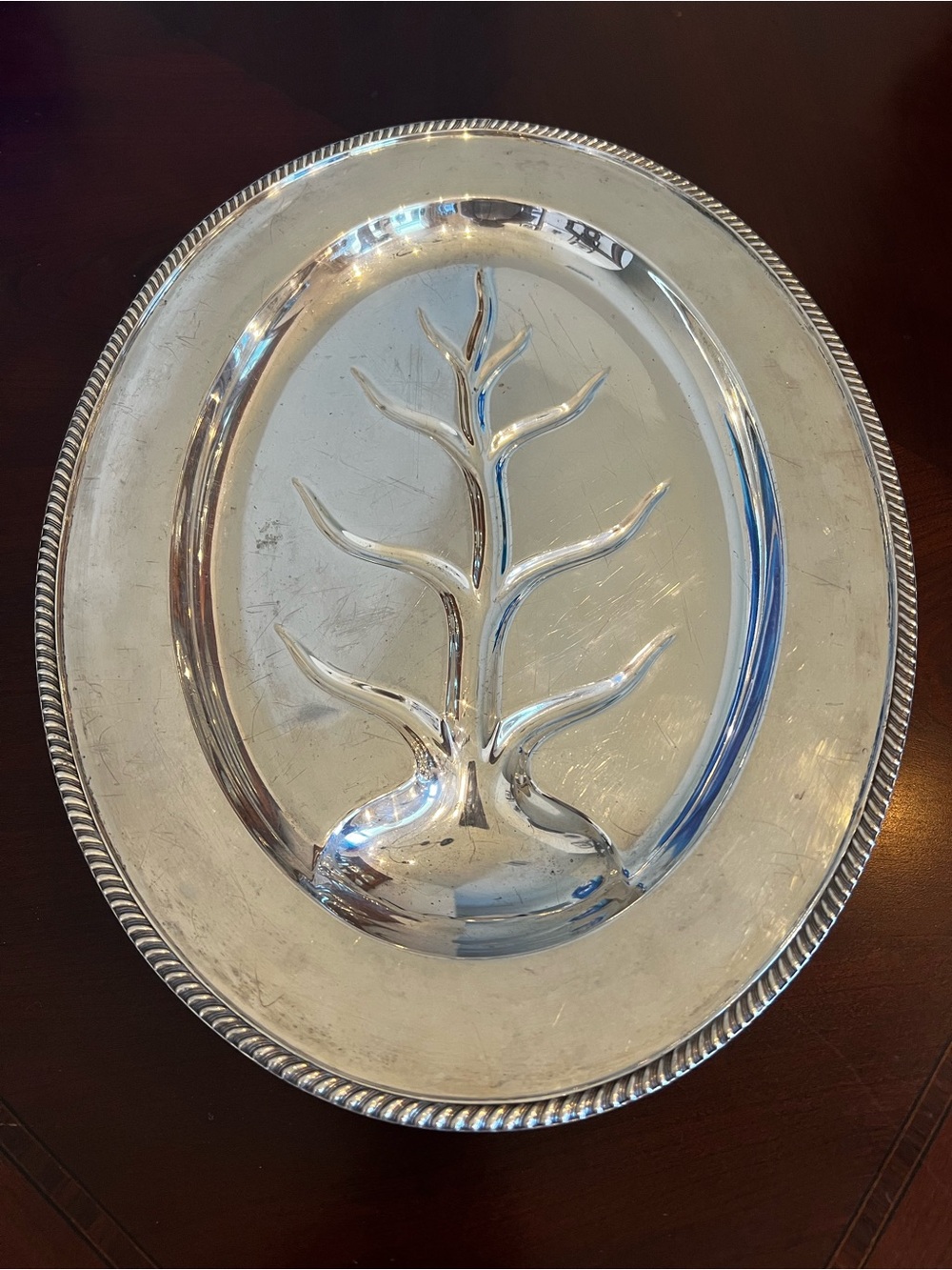 Vintage Viking Silverplate Footed Well & Tree Serving Platter